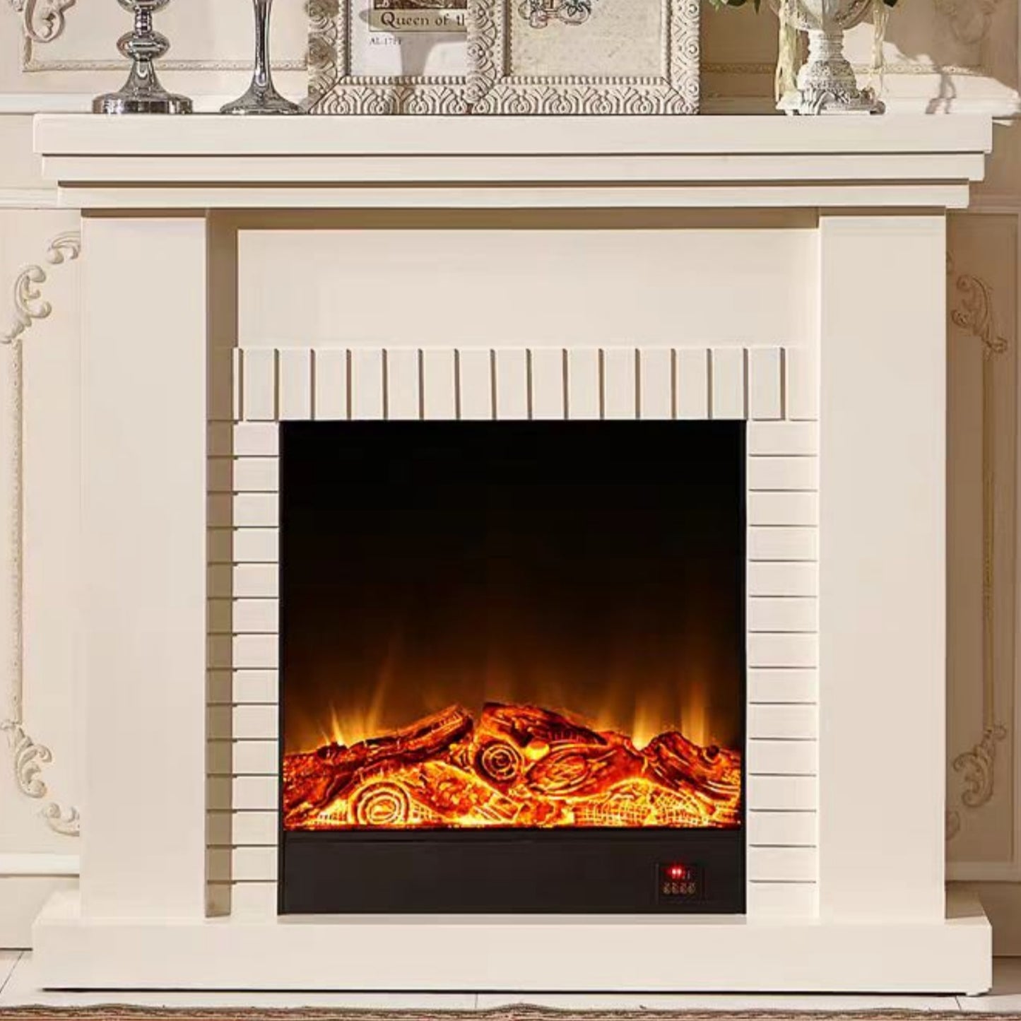 Aihm-Lon Retro Electric Fireplace with Brick-Like Lines 47”