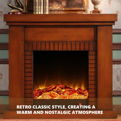 Aihm-Lon Retro Electric Fireplace with Brick-Like Lines 47”