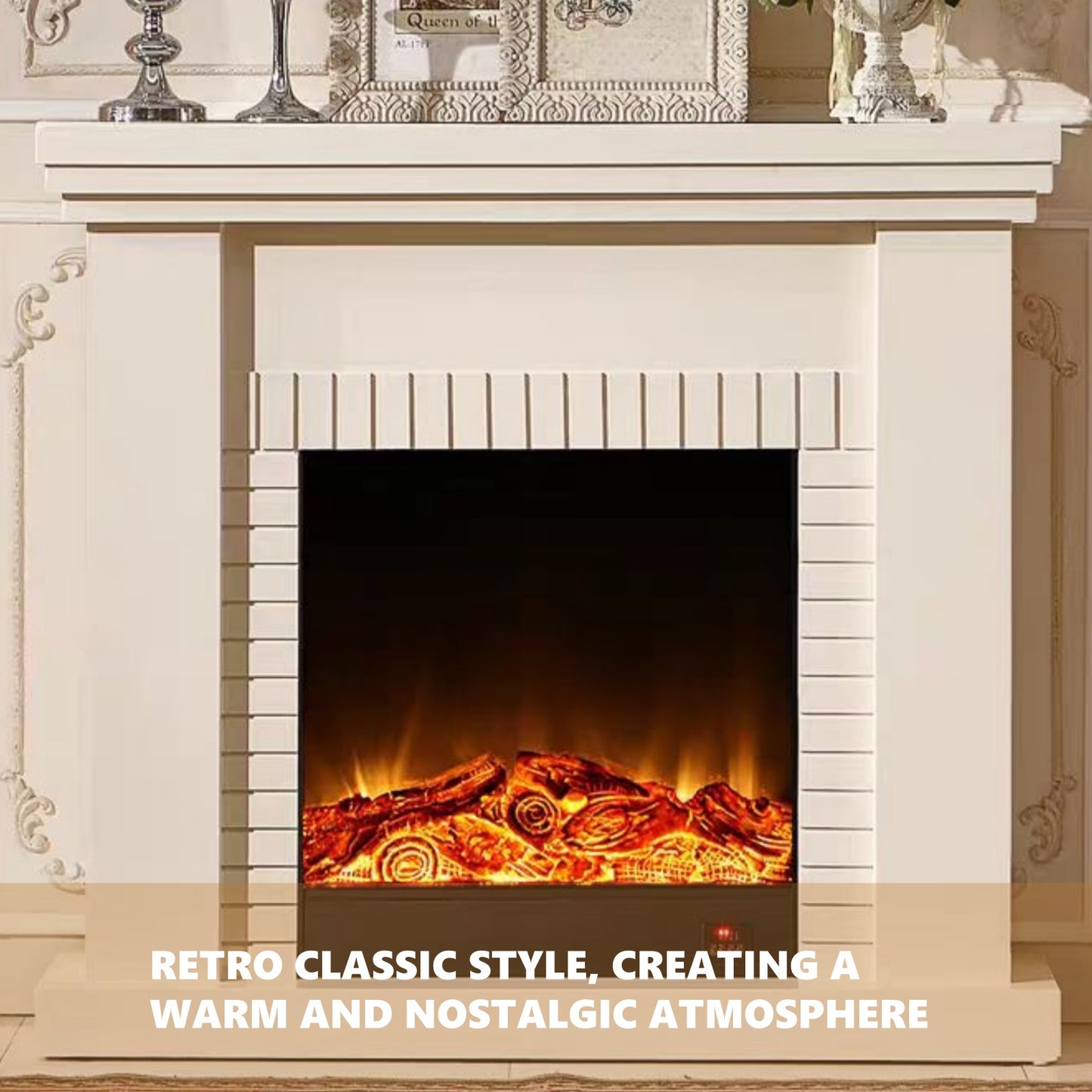 Aihm-Lon Retro Electric Fireplace with Brick-Like Lines 47”