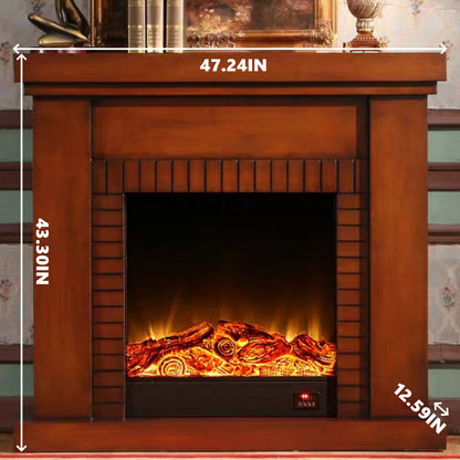 Aihm-Lon Retro Electric Fireplace with Brick-Like Lines 47”