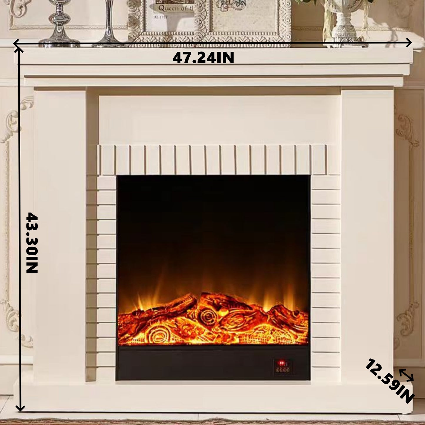 Aihm-Lon Retro Electric Fireplace with Brick-Like Lines 47”