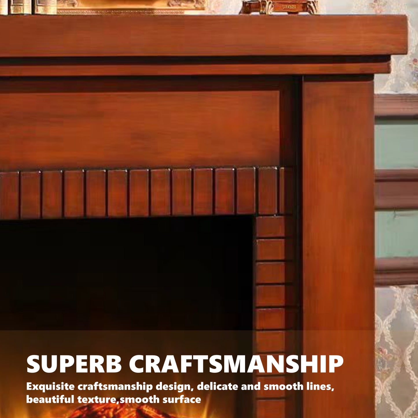 Aihm-Lon Retro Electric Fireplace with Brick-Like Lines 47”