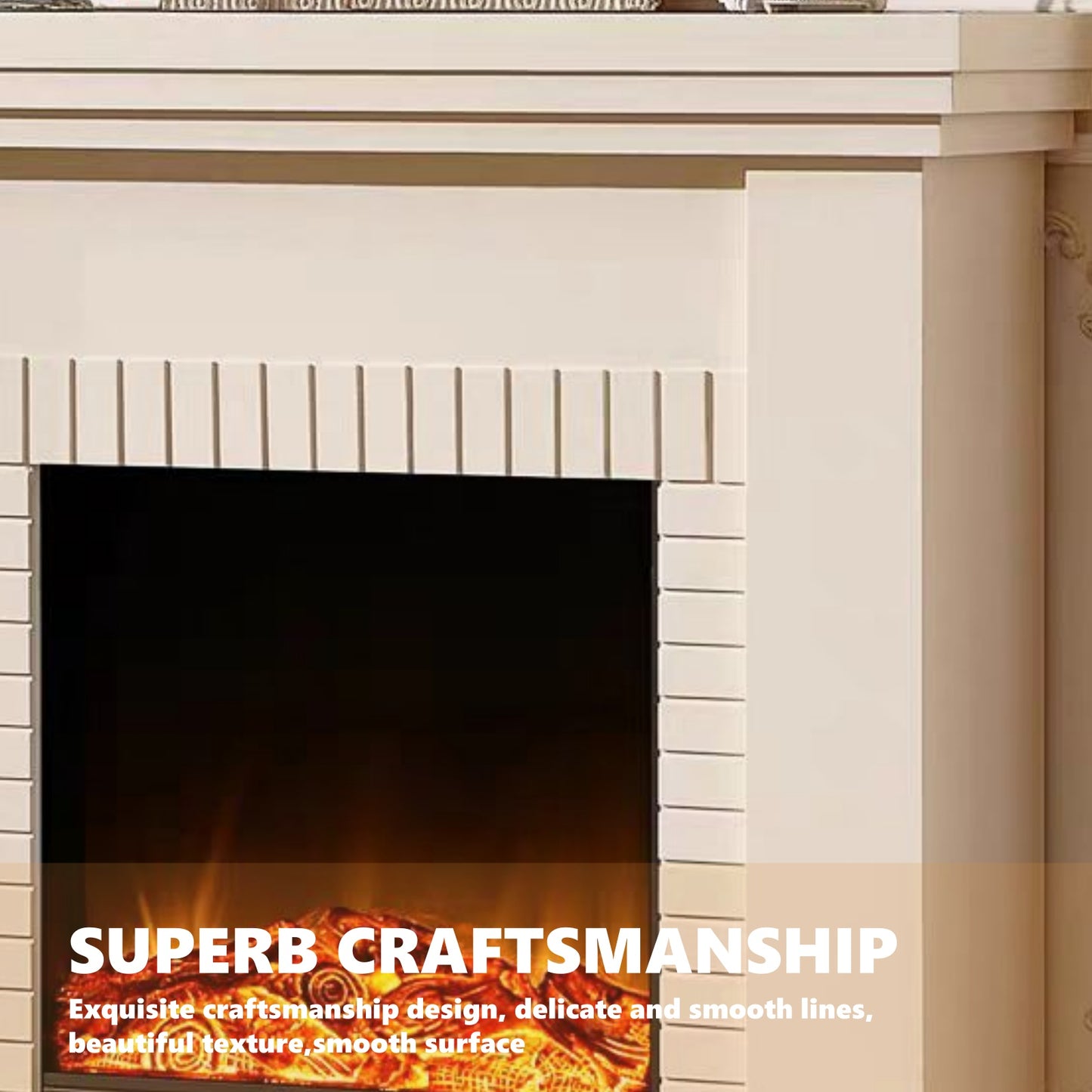 Aihm-Lon Retro Electric Fireplace with Brick-Like Lines 47”