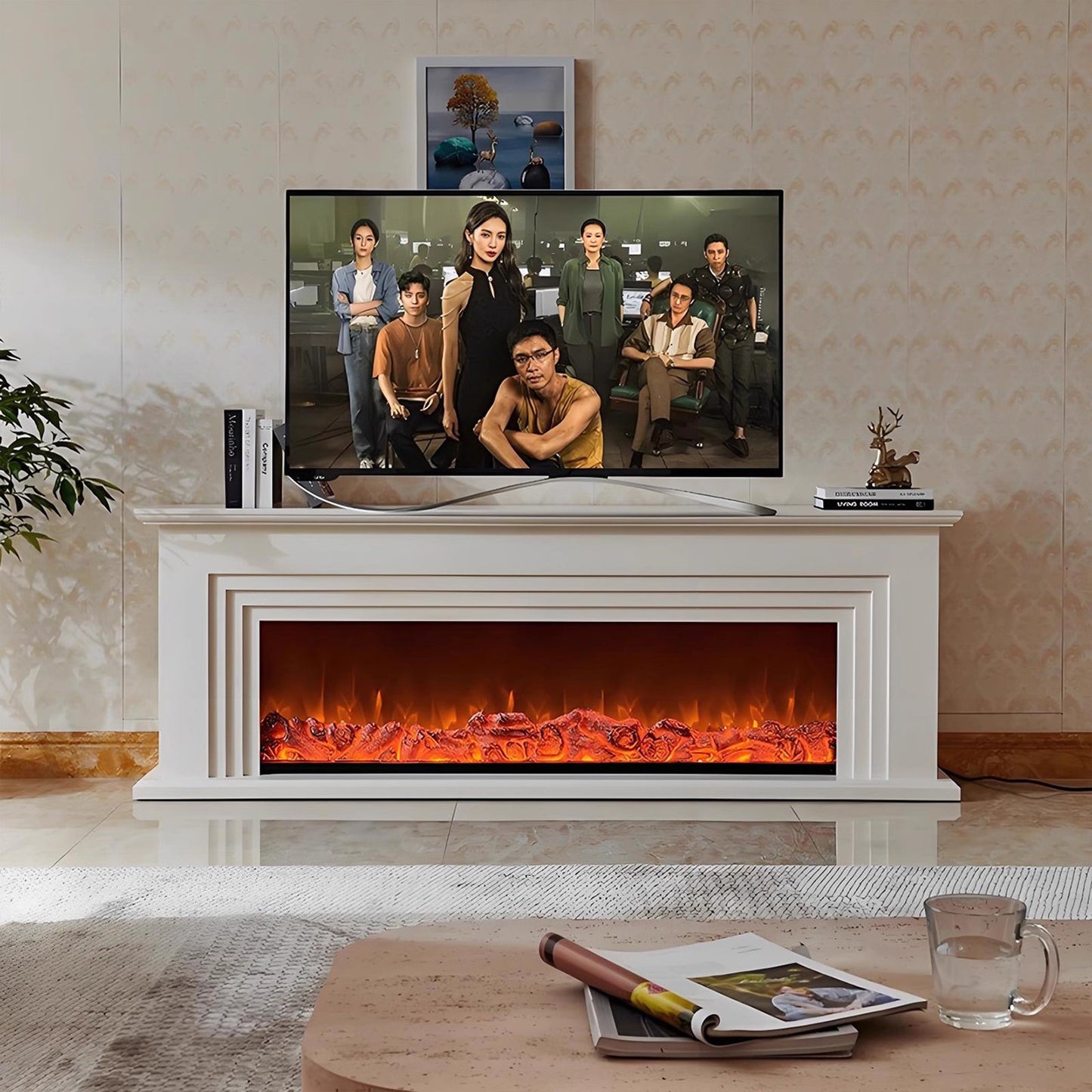 Aihm-Lon Electric Fireplace with Multiple Parallel Lines 47”-79”