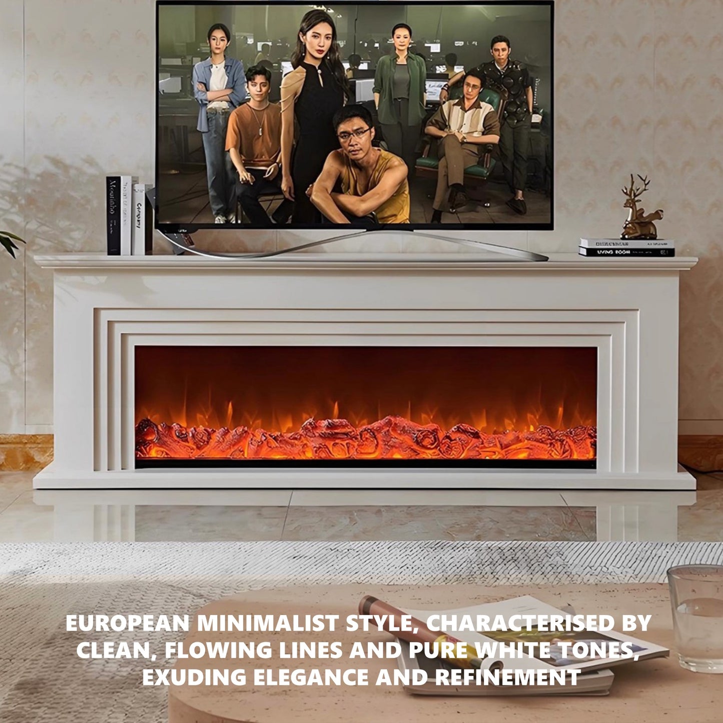 Aihm-Lon Electric Fireplace with Multiple Parallel Lines 47”-79”