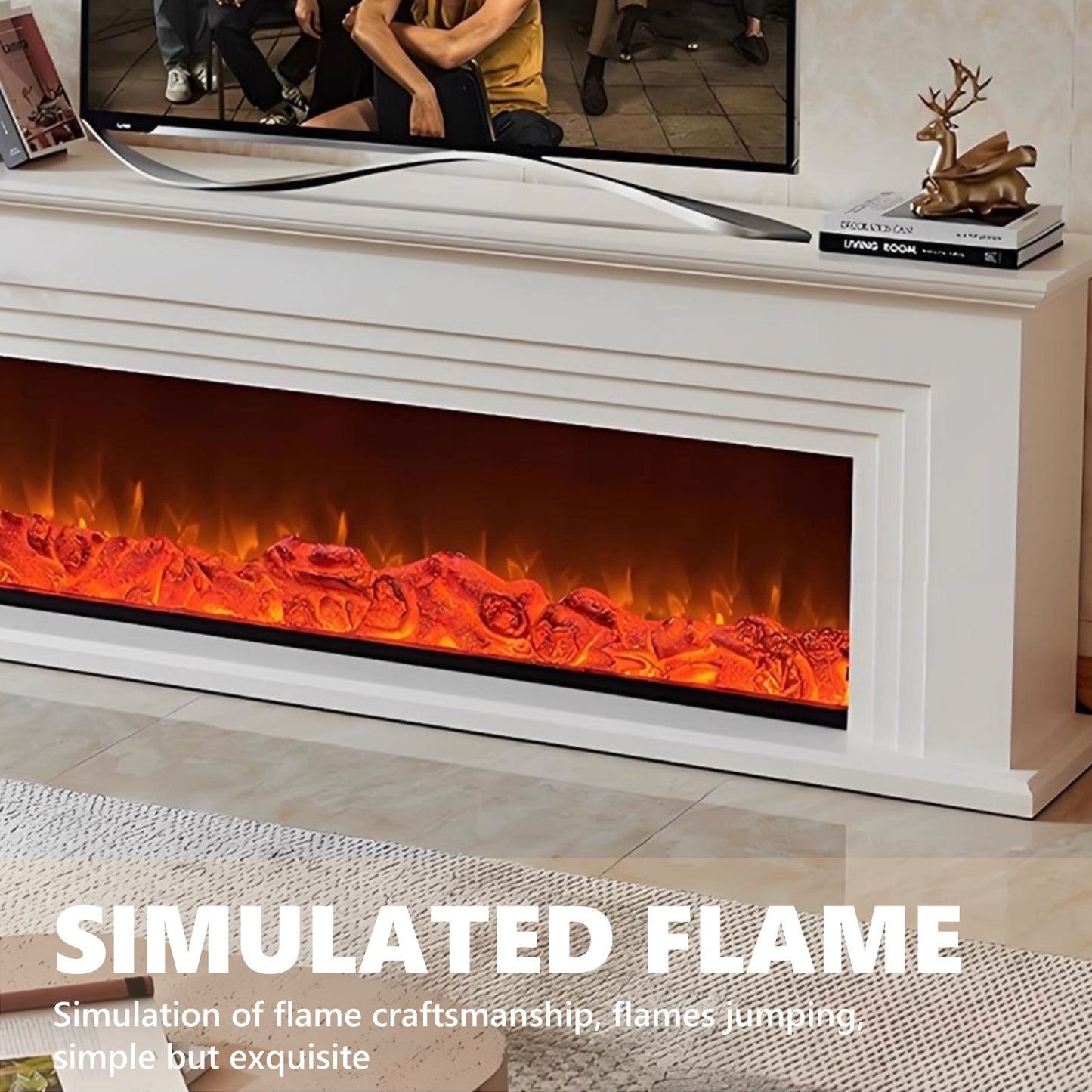 Aihm-Lon Electric Fireplace with Multiple Parallel Lines 47”-79”