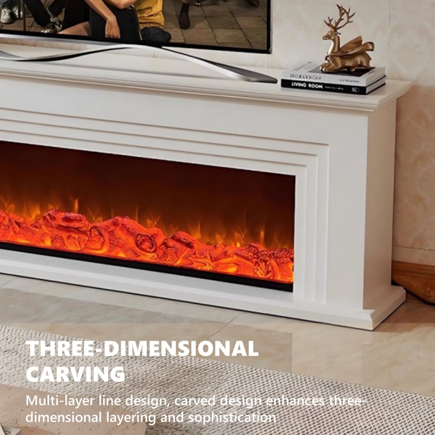 Aihm-Lon Electric Fireplace with Multiple Parallel Lines 47”-79”