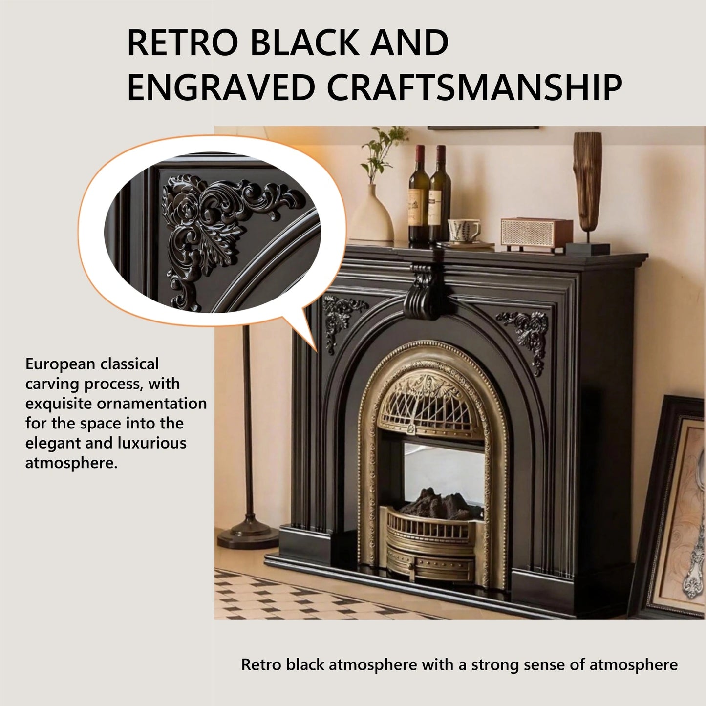 Aihm-Lon Vintage Electric Fireplace Includes Smart Heating 51”