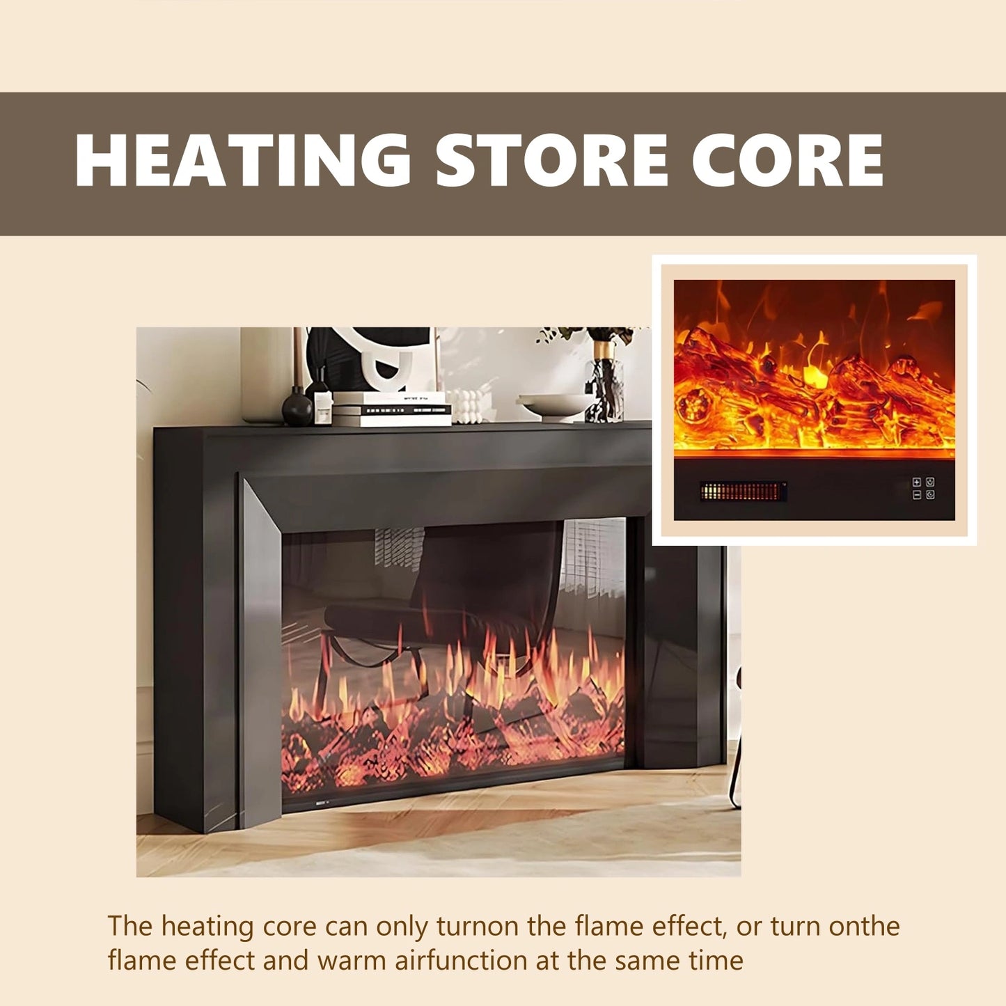 Aihm-Lon Electric Fireplace Includes Realistic Flame Display and Heating Function 47”-71”