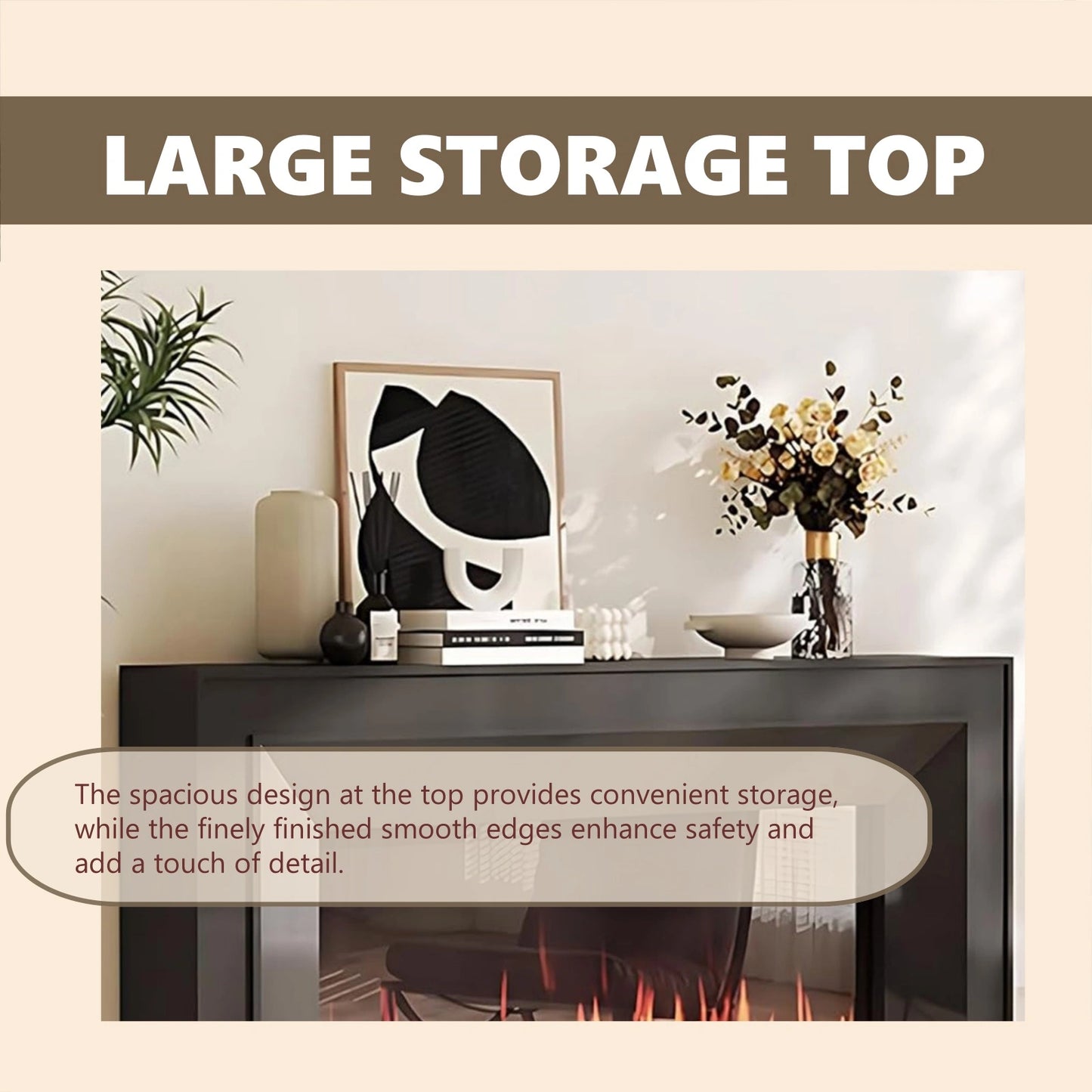 Aihm-Lon Electric Fireplace Includes Realistic Flame Display and Heating Function 47”-71”