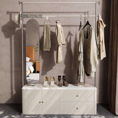 Aihm-Lon Luxurious Clothes Rack with Textured Countertop&Dressing Mirror 43’’