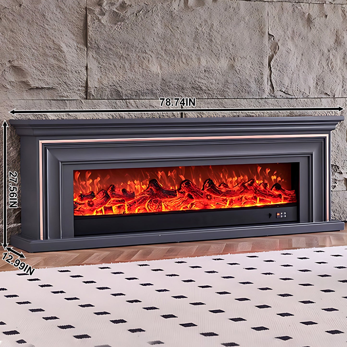 Aihm-Lon Electric Fireplace Insert with Realistic Flame 79''