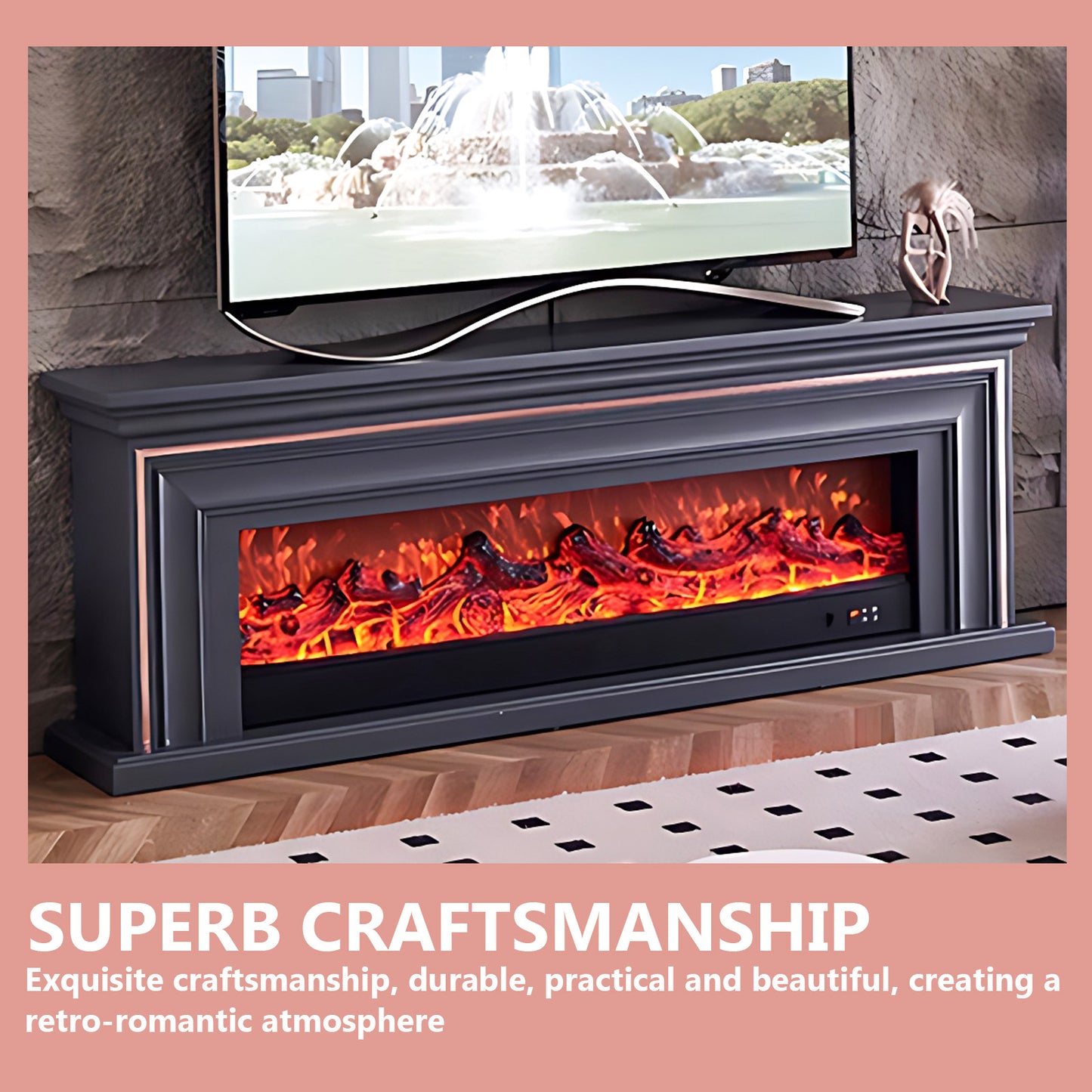 Aihm-Lon Electric Fireplace Insert with Realistic Flame 79''