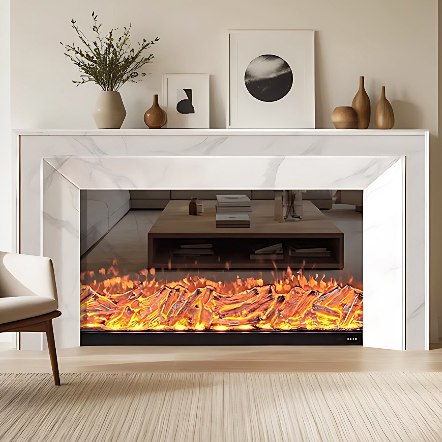 Aihm-Lon Electric Fireplace with Mantel Realistic Flame 59"