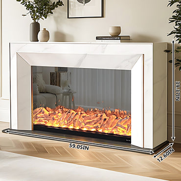 Aihm-Lon Electric Fireplace with Mantel Realistic Flame 59"