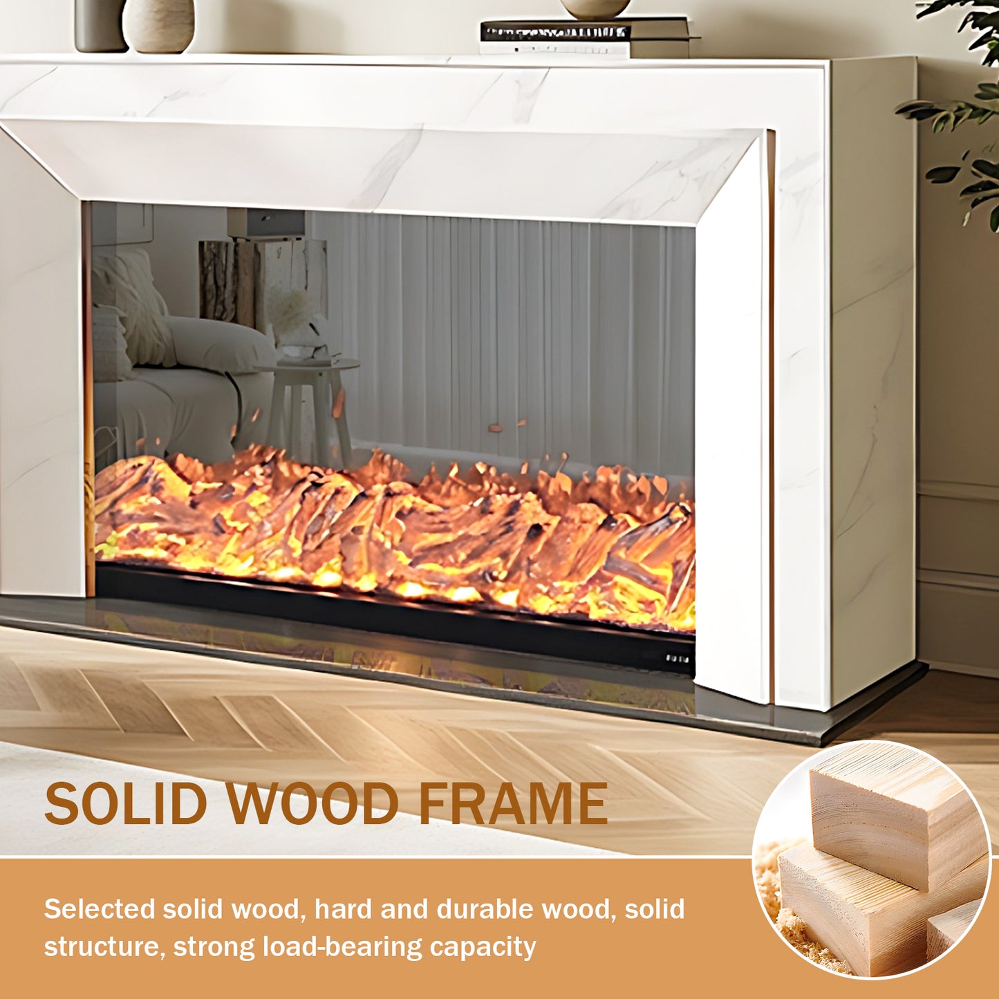 Aihm-Lon Electric Fireplace with Mantel Realistic Flame 59"