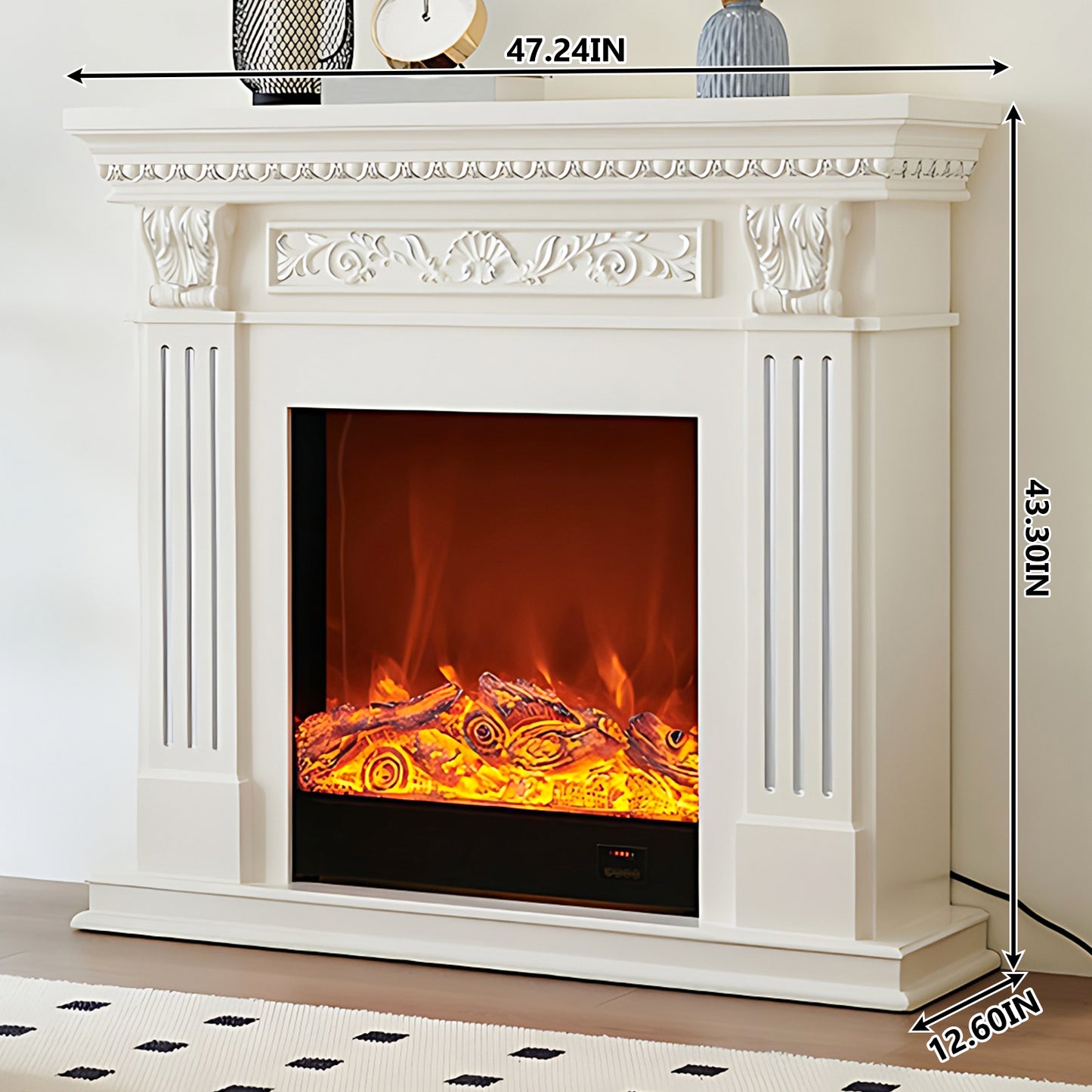 Aihm-Lon White Realistic Flame Electric Fireplace 47.24"