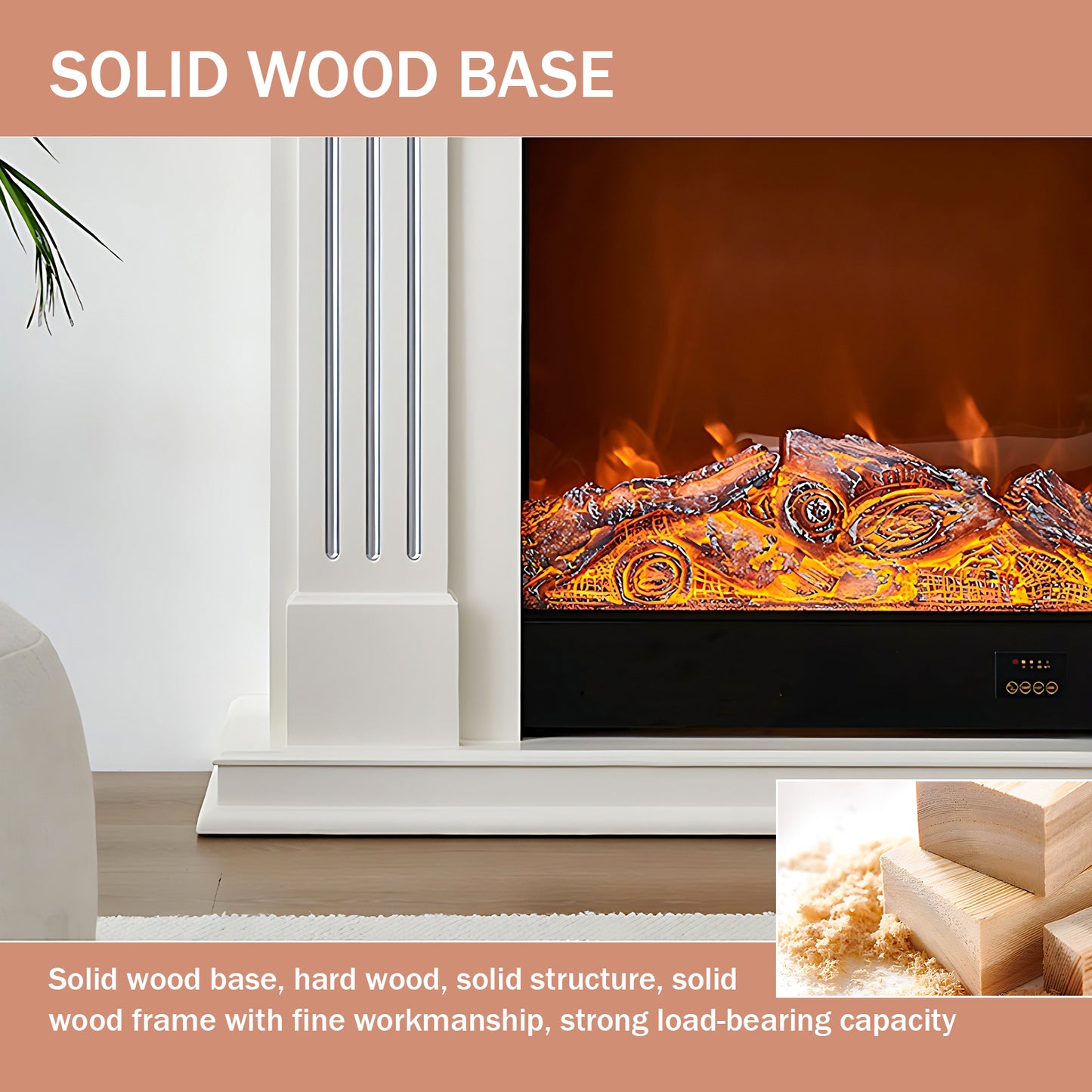 Aihm-Lon White Realistic Flame Electric Fireplace 47.24"