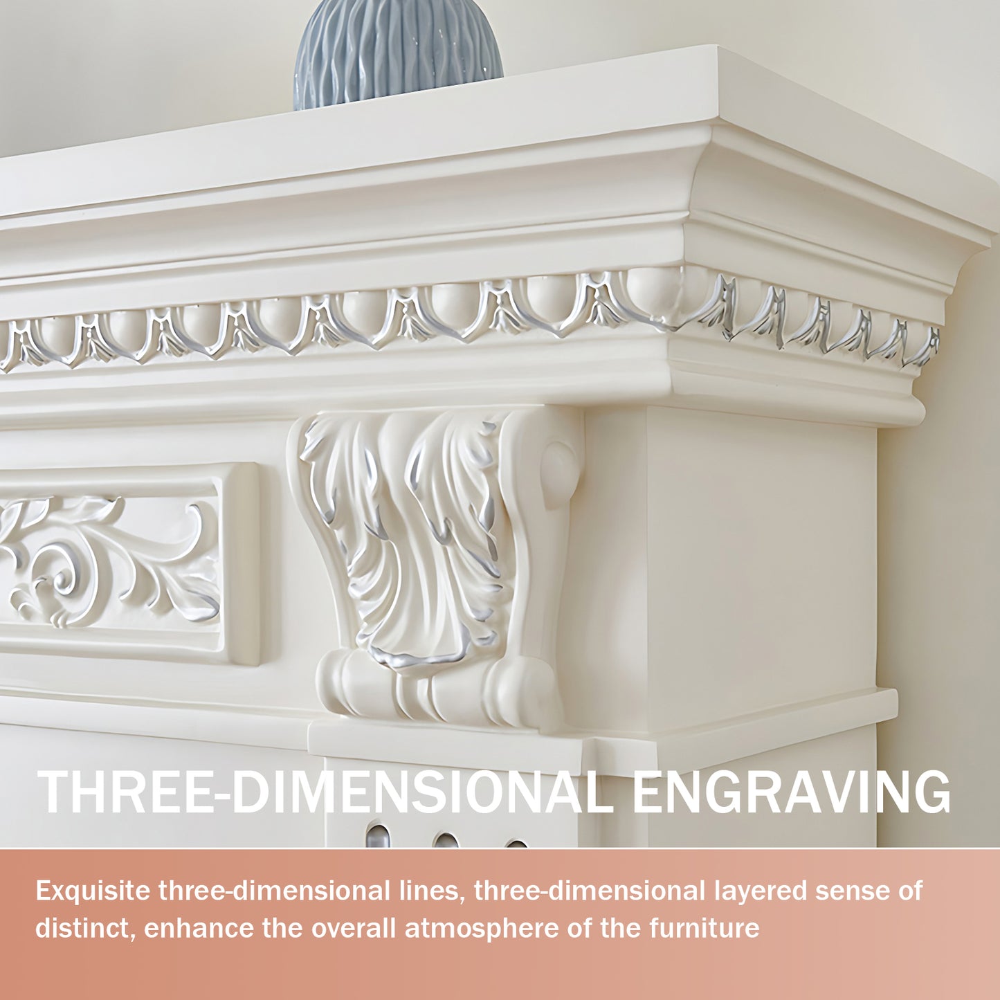 Aihm-Lon White Realistic Flame Electric Fireplace 47.24"