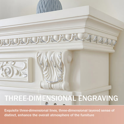 Aihm-Lon White Realistic Flame Electric Fireplace 47.24"