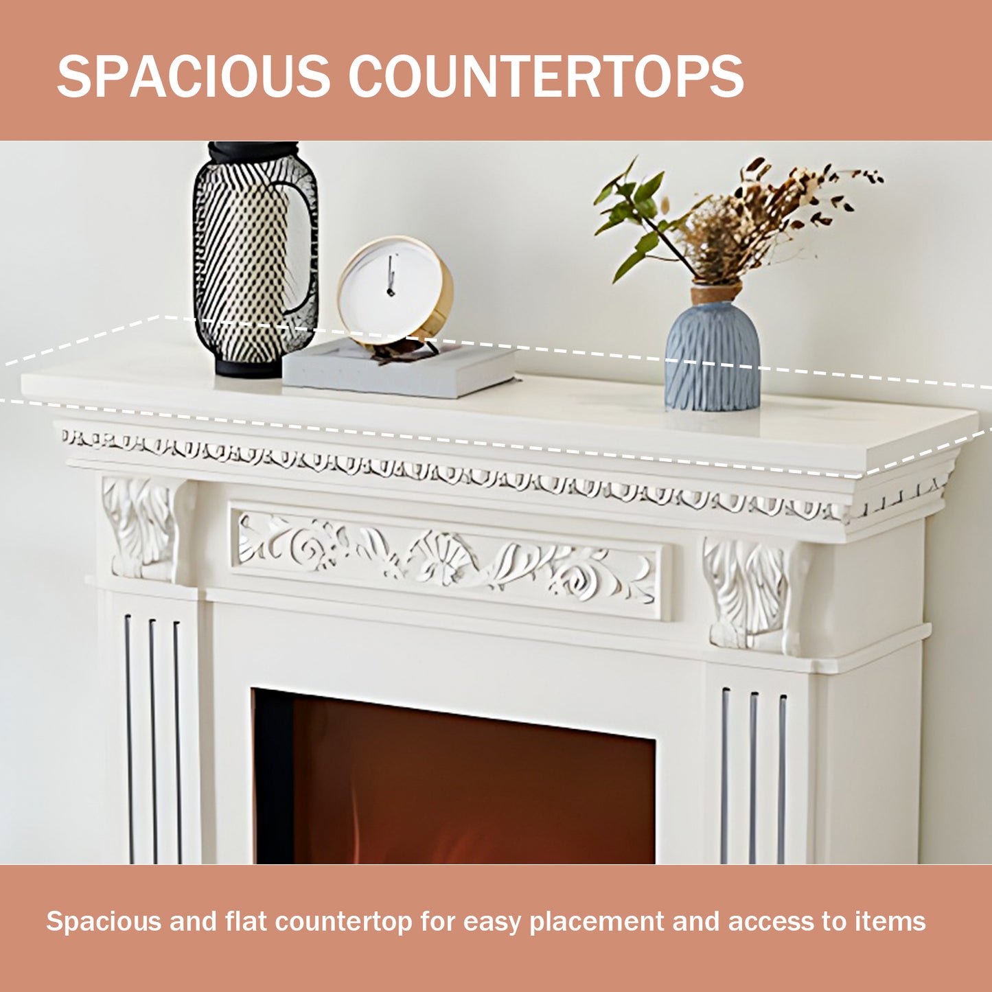 Aihm-Lon White Realistic Flame Electric Fireplace 47.24"