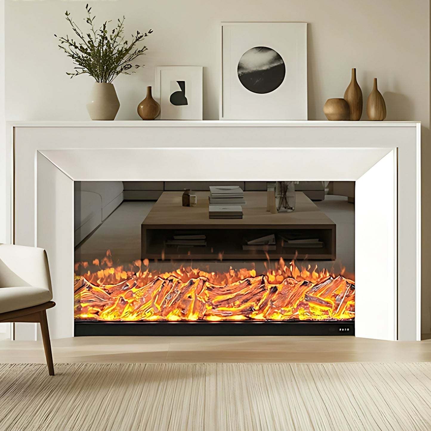 Aihm-Lon White Freestanding Electric Fireplace 59.05"