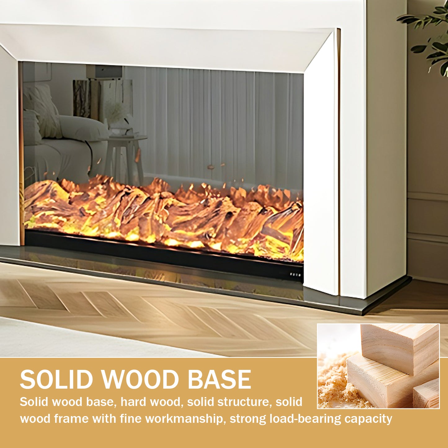 Aihm-Lon White Freestanding Electric Fireplace 59.05"