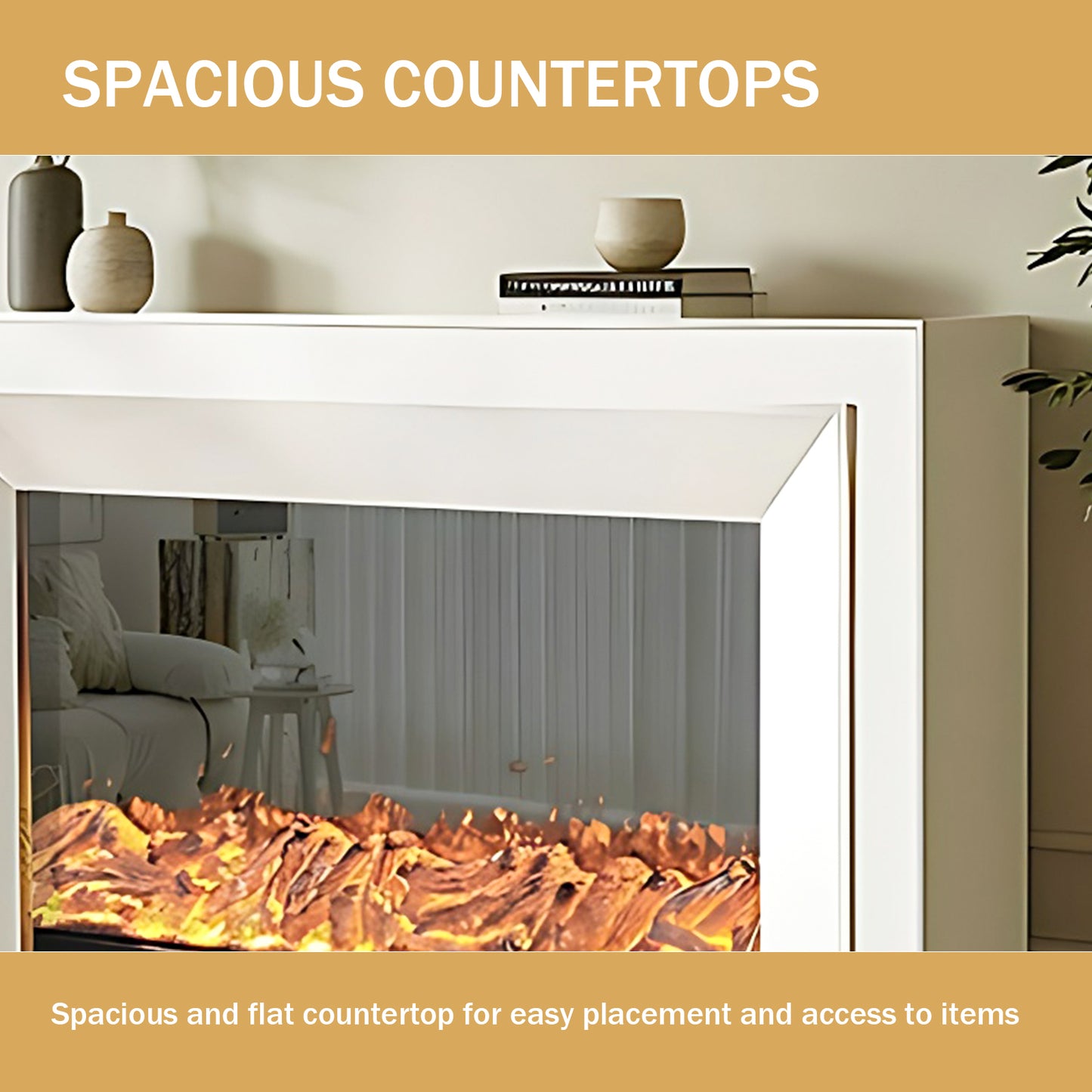 Aihm-Lon White Freestanding Electric Fireplace 59.05"