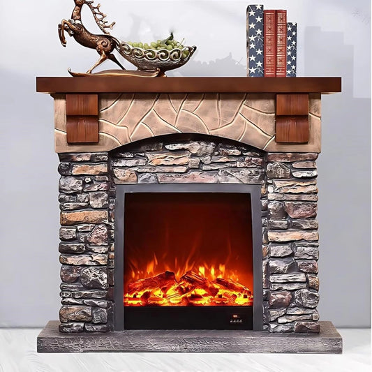 Aihm-Lon Decorative Fireplace with Mantel Includes Decorative Flame Display 47"-56"