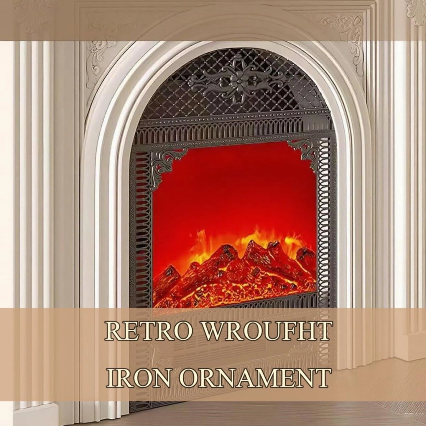 Aihm-Lon Electric Fireplace Heater with French Style Arched Design and Elegant Carved Details 39"-47"