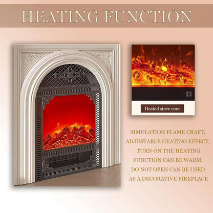 Aihm-Lon Electric Fireplace Heater with French Style Arched Design and Elegant Carved Details 39"-47"