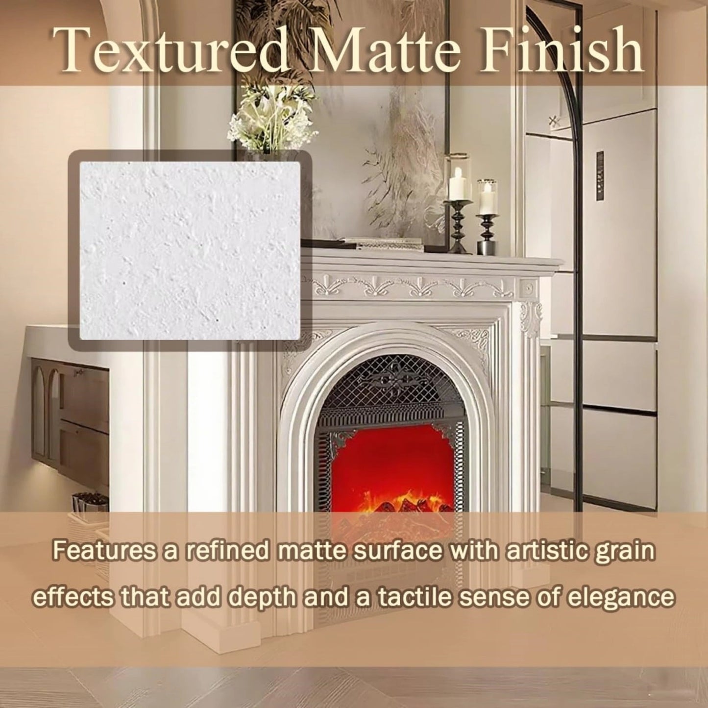 Aihm-Lon Electric Fireplace Heater with French Style Arched Design and Elegant Carved Details 39"-47"