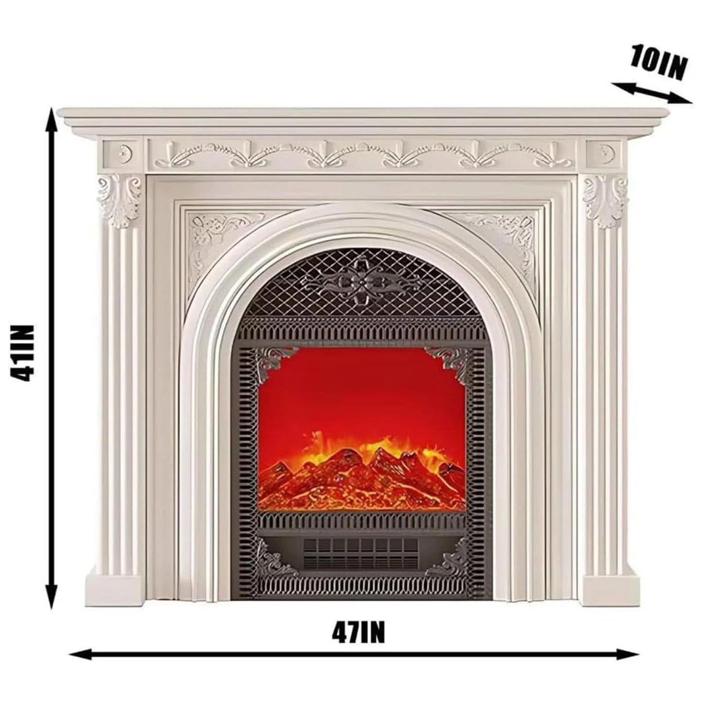 Aihm-Lon Electric Fireplace Heater with French Style Arched Design and Elegant Carved Details 39"-47"