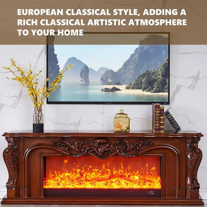 Aihm-Lon Brown Electric Fireplace with Decorative Flame  59"-79"