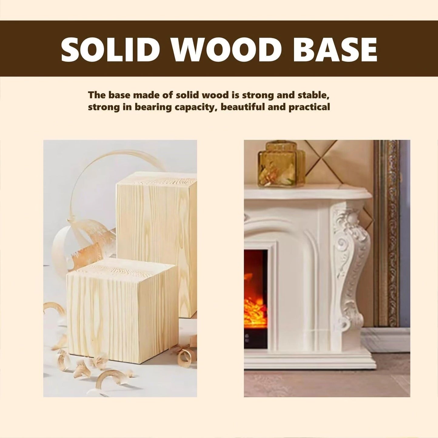 Aihm-Lon White Electric Fireplace with Decorative Flame 59"-79"