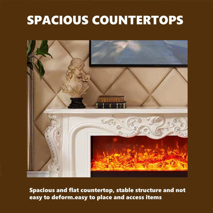 Aihm-Lon White Electric Fireplace with Decorative Flame 59"-79"