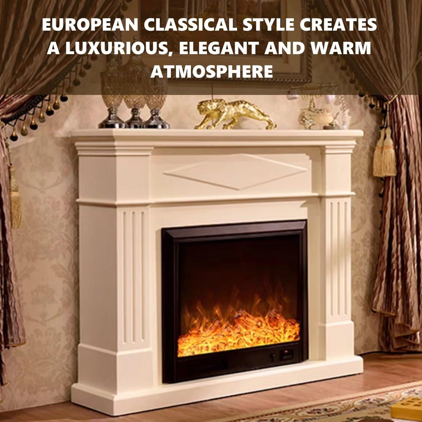 Aihm-Lon Electric Fireplace Heater with Vertical Stripes Design 39"-51"