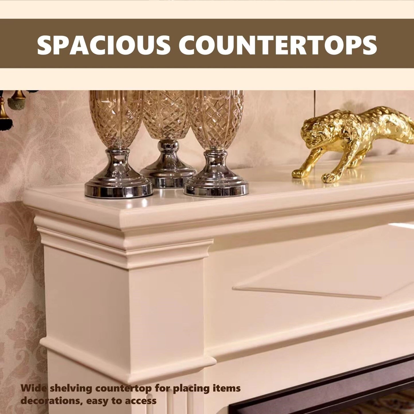 Aihm-Lon Electric Fireplace Heater with Vertical Stripes Design 39"-51"