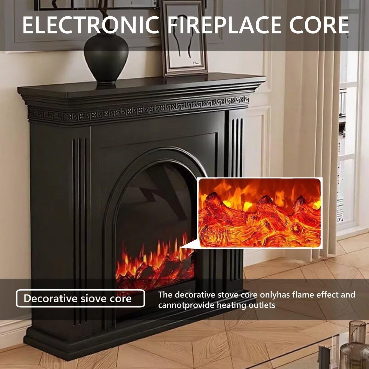 Aihm-Lon Decorative Electric Fireplace with Real Flame Effect 49"-59"