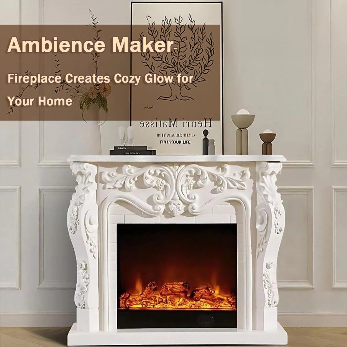 Aihm-Lon Electric Fireplace with Decorative Flame 47"