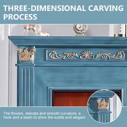 Aihm-Lon Blue Realistic Electric Fireplace with Remote Control 47.24"-59.05"