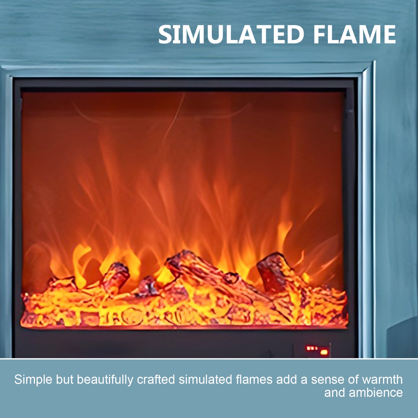 Aihm-Lon Blue Realistic Electric Fireplace with Remote Control 47.24"-59.05"