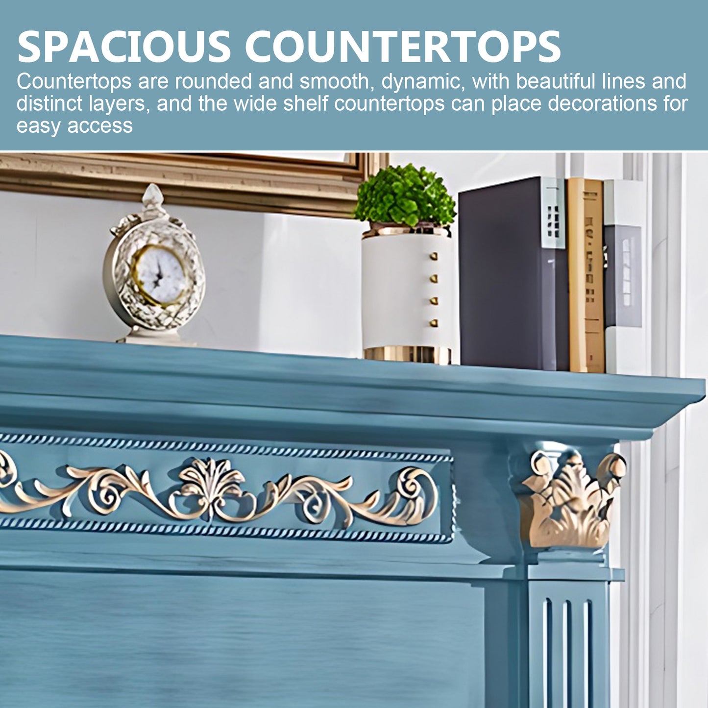 Aihm-Lon Blue Realistic Electric Fireplace with Remote Control 47.24"-59.05"