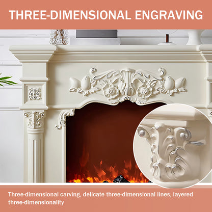 Aihm-Lon White Decorative Electric Fireplace with Simulated Flame 39.91"-47.24"