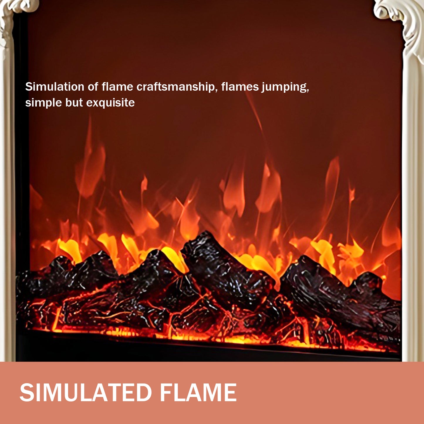 Aihm-Lon White Decorative Electric Fireplace with Simulated Flame 39.91"-47.24"