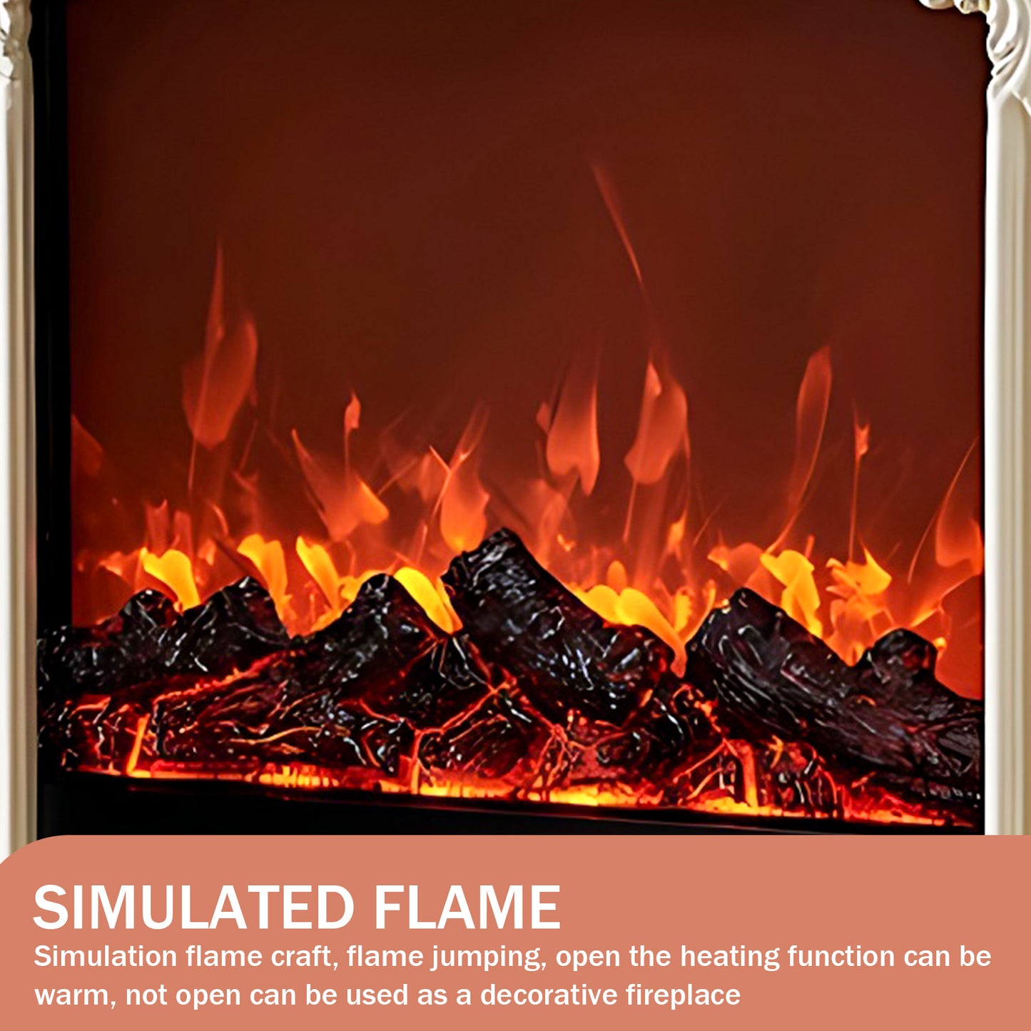 Aihm-Lon White Electric Fireplace Heater 39.91"-47.24"