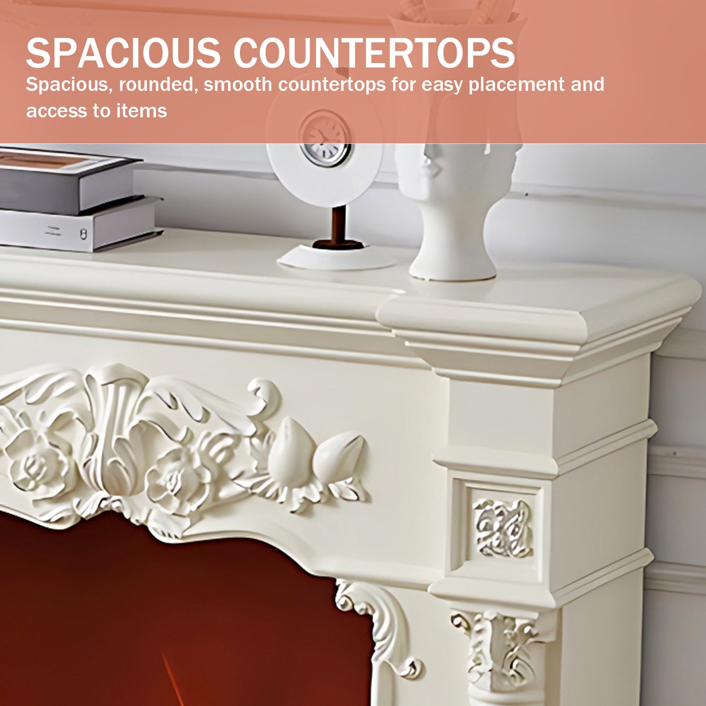 Aihm-Lon White Decorative Electric Fireplace with Simulated Flame 39.91"-47.24"