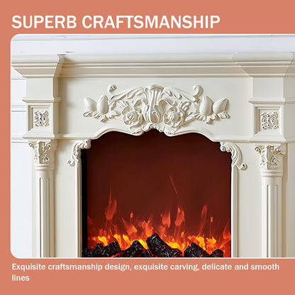 Aihm-Lon White Decorative Electric Fireplace with Simulated Flame 39.91"-47.24"