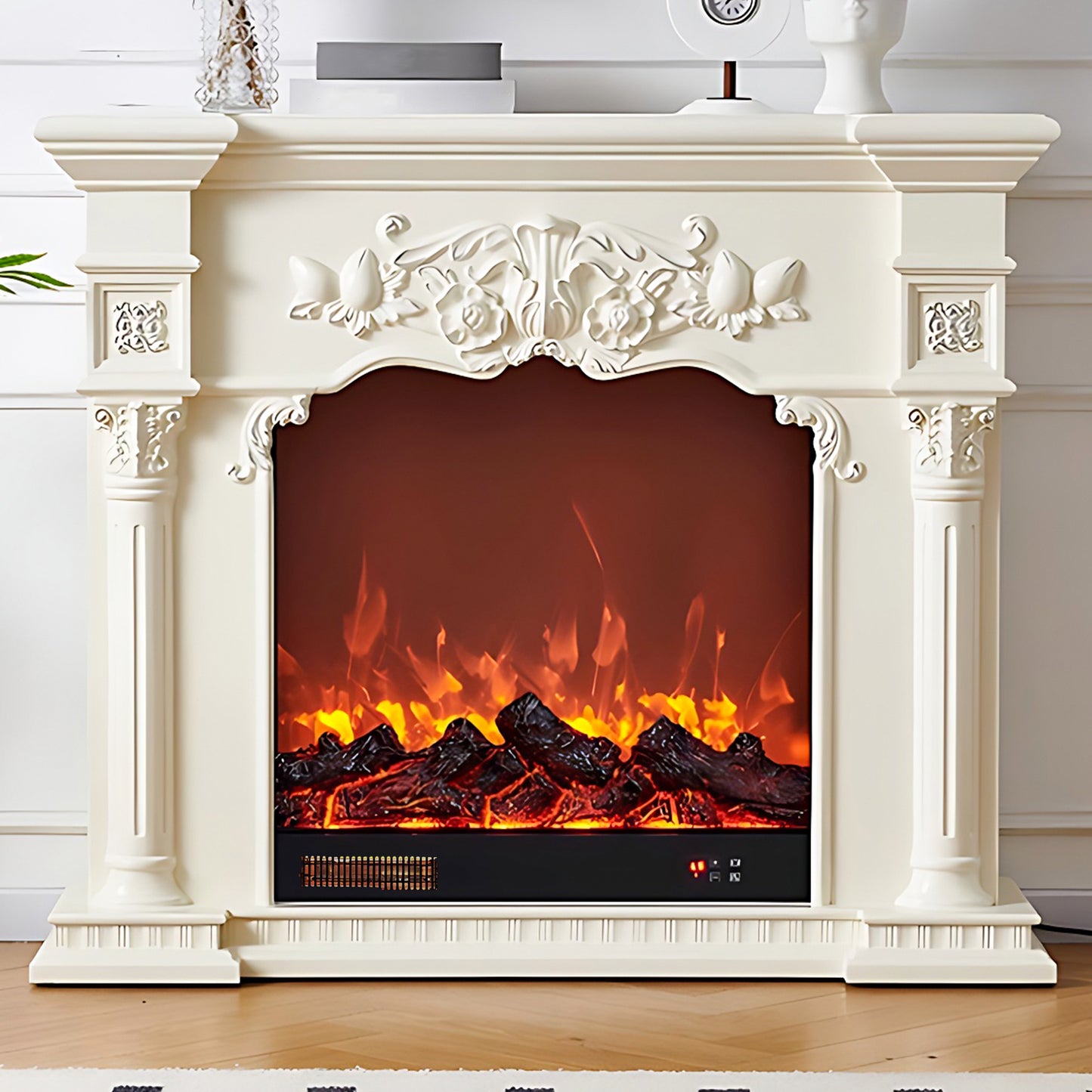 Aihm-Lon White Electric Fireplace Heater 39.91"-47.24"