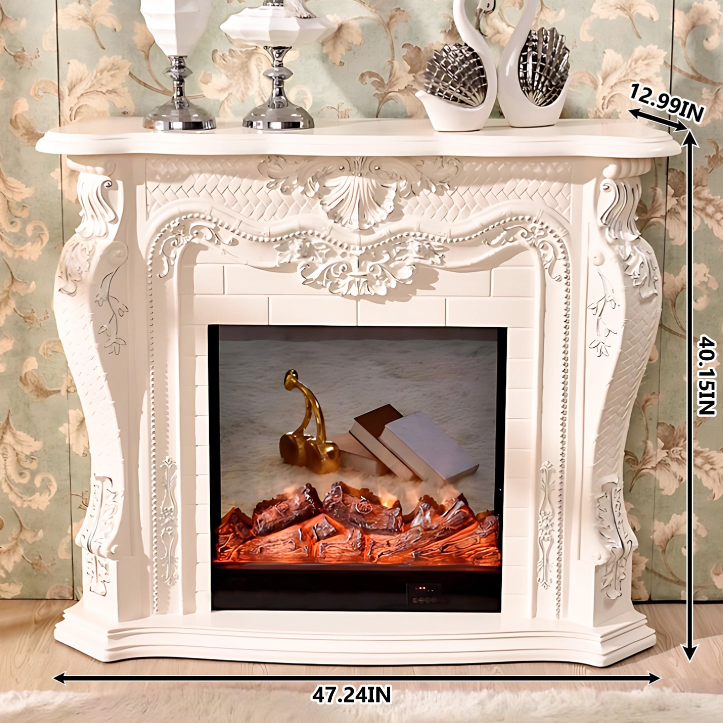 Aihm-Lon Electric Fireplace Luxury Cabinet with Simulated Flam 47.24"